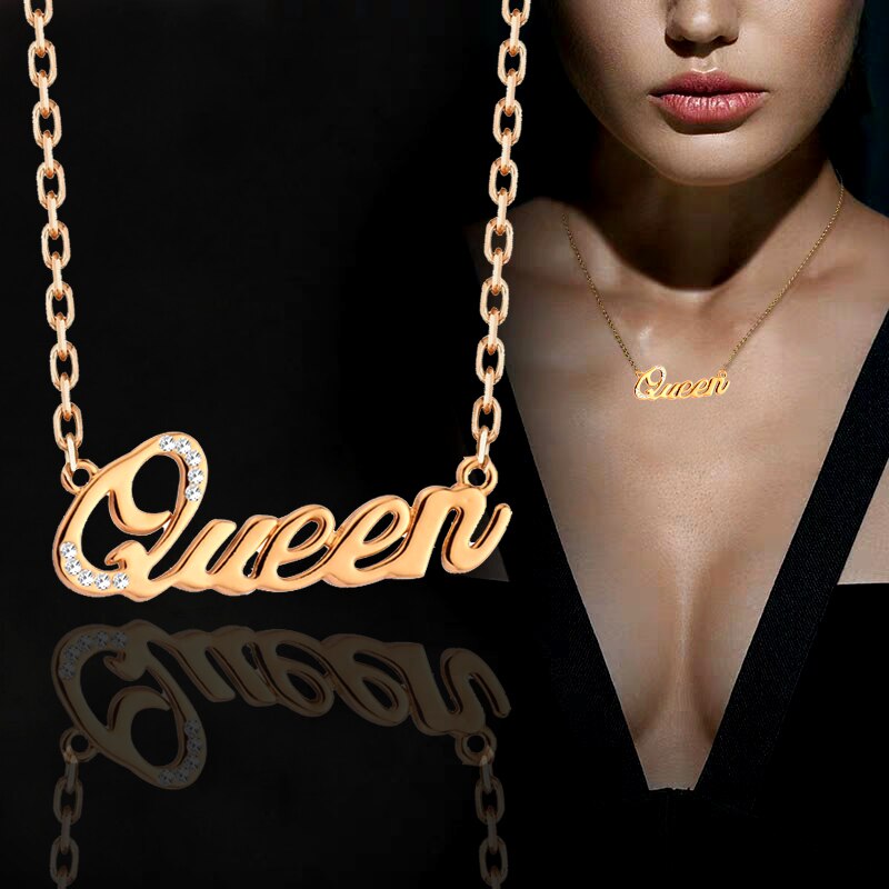 LEEKER QUEEN, collares con colgante de letra para mujeres, chicas, gargantilla de oro rosa y plata, collar de joyería personalizada 331 LK9
