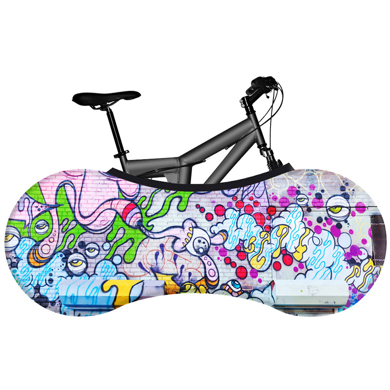 Hssee graffiti-serie cykelovertræk premium elastisk mælkesilke stof vejcykel indendørs støvdæksel ikke-falmende cykeltilbehør: 14