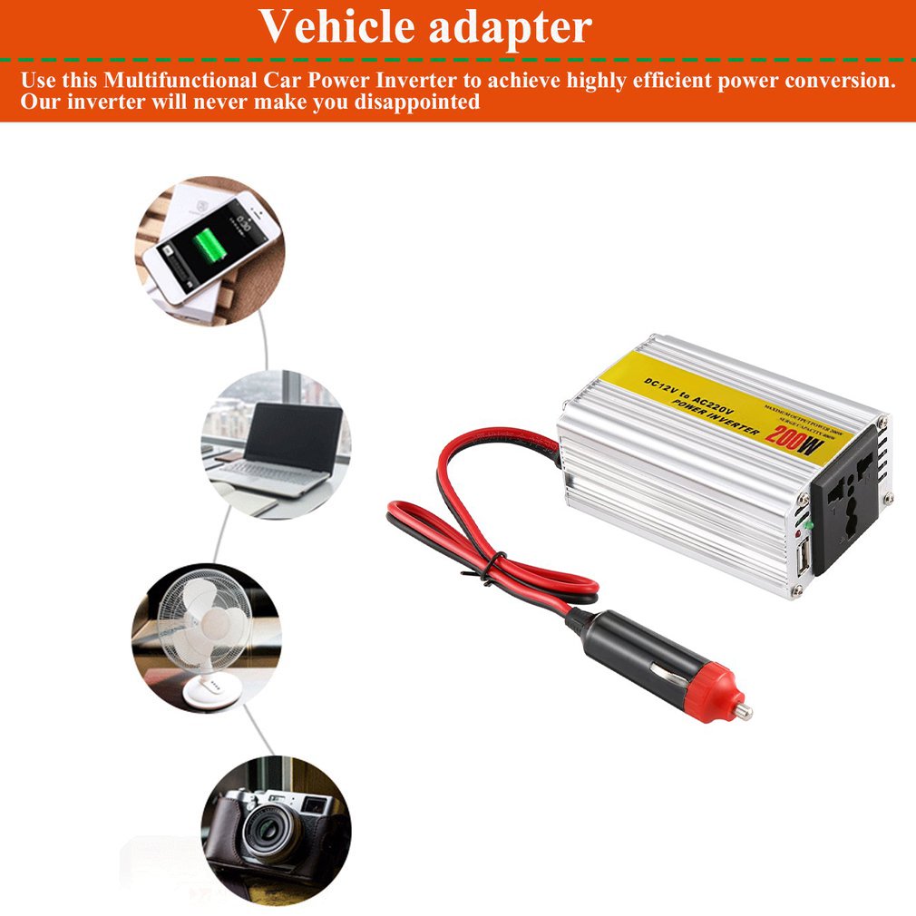 Biler inverter 12v 220v med usb bilstrømomformer 12v dc til  ac 220v adapter car adapter 200w car styling