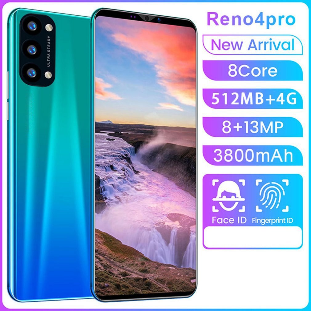 Reno 4 pro smartphone 5.8 inch smartphone 512m+4g 3d glazen achterkant high-definition camera aan de achterkant