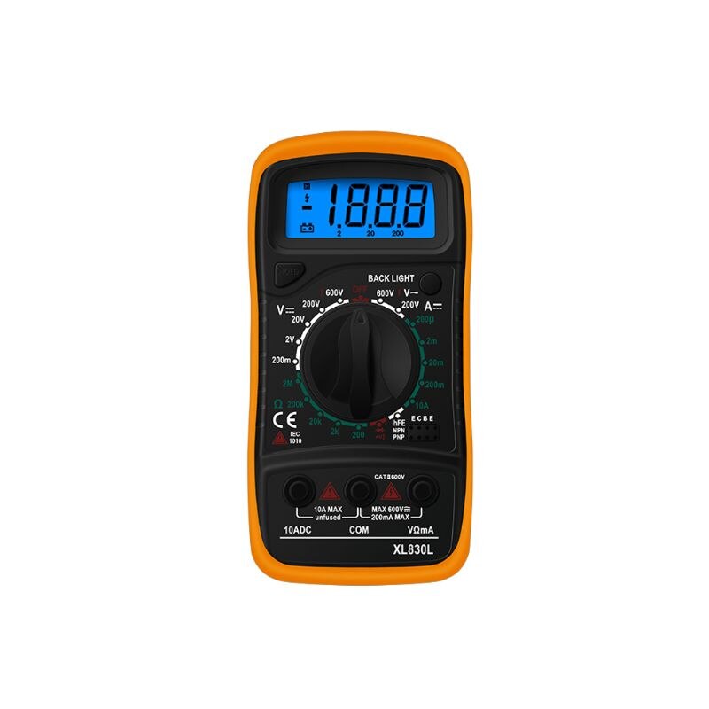 XL830L Digital Multimeter Handheld LCD Backlight AC/DC Ammeter Voltmeter Resistance Transistor Ohm Tester Meter Multifunction