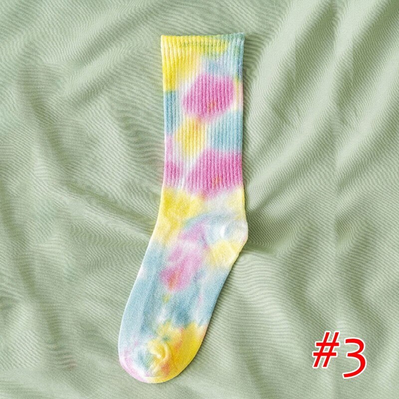 men and women socks cotton Colorful Psychedelic Graffiti Tie dyeing funny Skateboard cute Harajuku Hiphop tube socks: M210637K