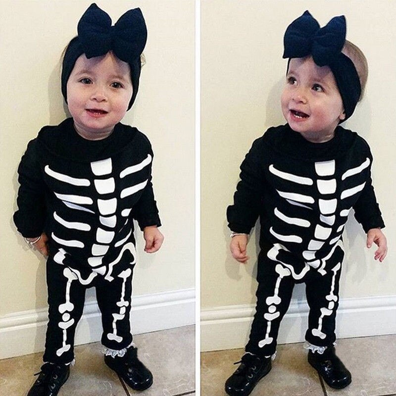 Winter Halloween Children Romper Clothes Newborn Baby Boy Girl Halloween Rompers Cotton Skeleton Costume Clothes Outfit