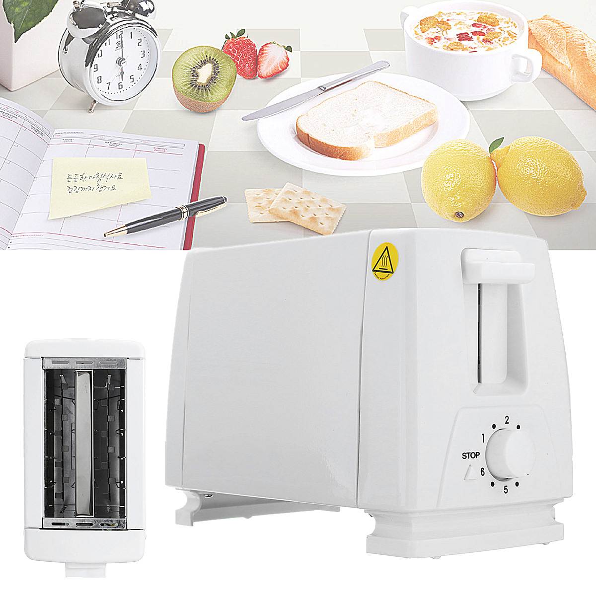 750W 2 Slices Electronic Toaster Automatic Bread Toaster Sand Breakfast Tool Two-slot Toasters Home Baking Bread Maker Machine