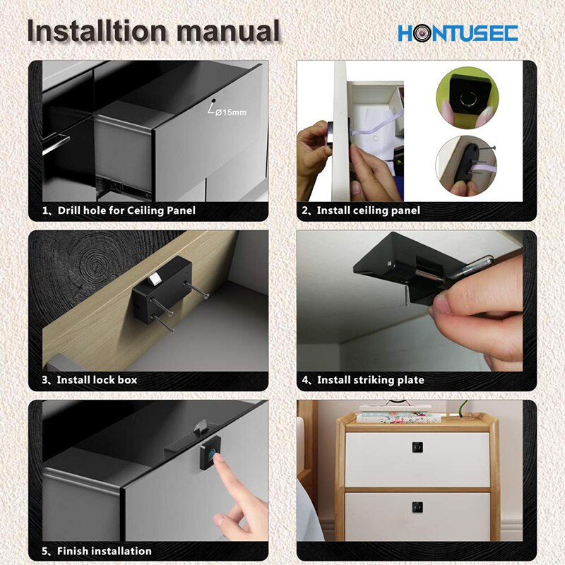 Fingerprint Lock Cabinet Locks Biometric Keyless Wooden Box Furniture Drawer Intelligent Electronic Suitable For Home &amp;Office