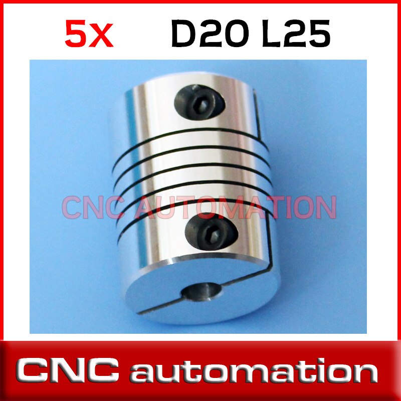 5pcs Aluminium CNC shaft couplings OD20mm*25mm flexible coupler stepper motor Engraving Machine 4 5 6 7 8 6.35mm .25" 1/4 inch