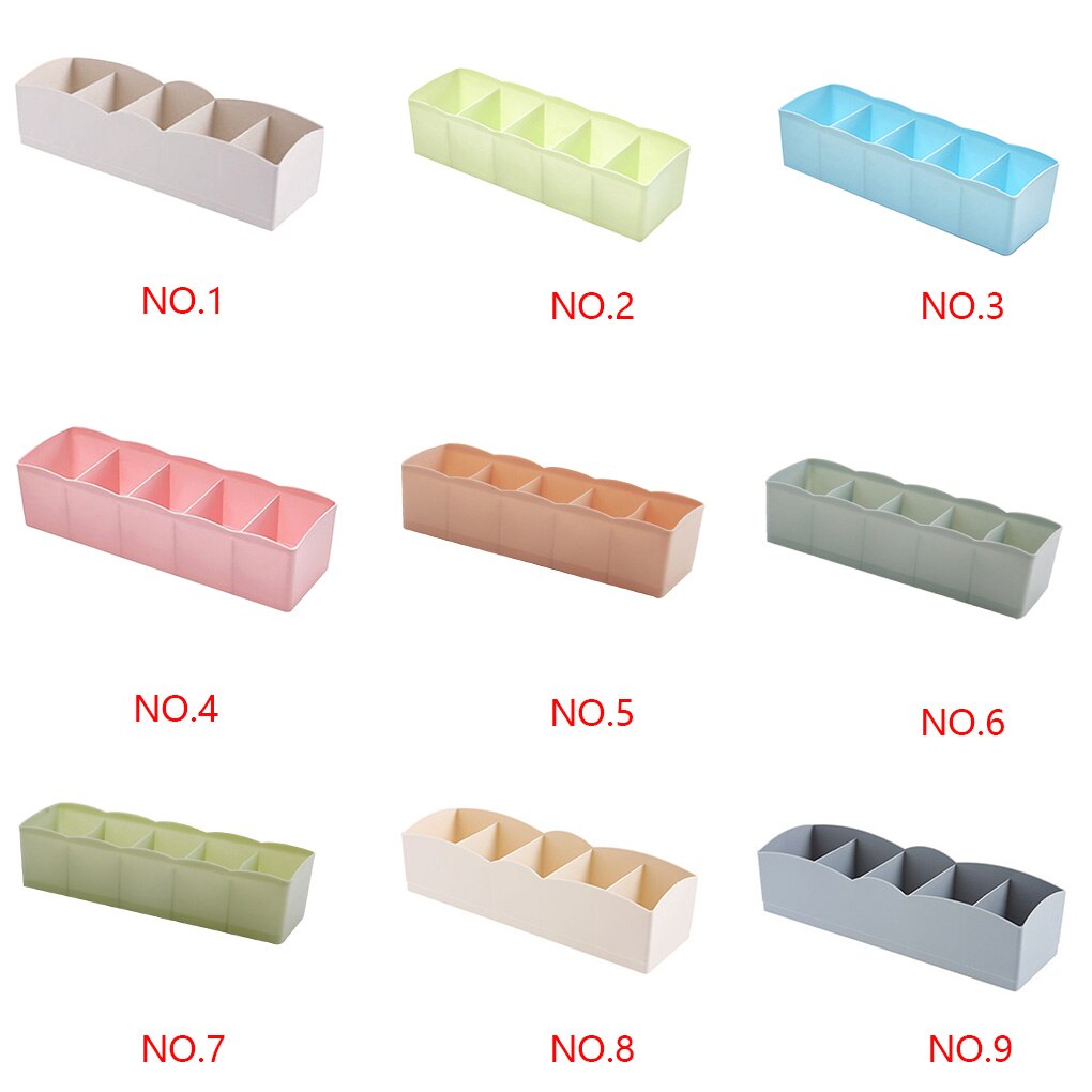Small Items Storage Box 5 Cells Plastic Tie Storage Box Bra Socks Drawer Organizer Cosmetic Tidy Divider Home Accessories
