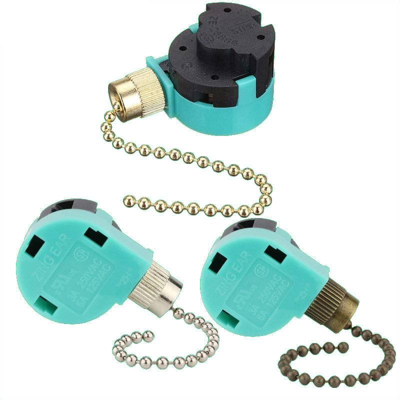 Ceiling Fan Switch 3 Speed 4 Wire Zing Ear ZE-268S6 Fan Pull Chain Switch Replacement Speed Control Switch