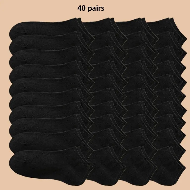 10/12/20/40 pares de calcetines náuticos para hombre, calcetines deportivos de negocios con absorción de sudor para verano y otoño, calcetines tobilleros suaves sin pilling de Color sólido: LIGHT BLUE