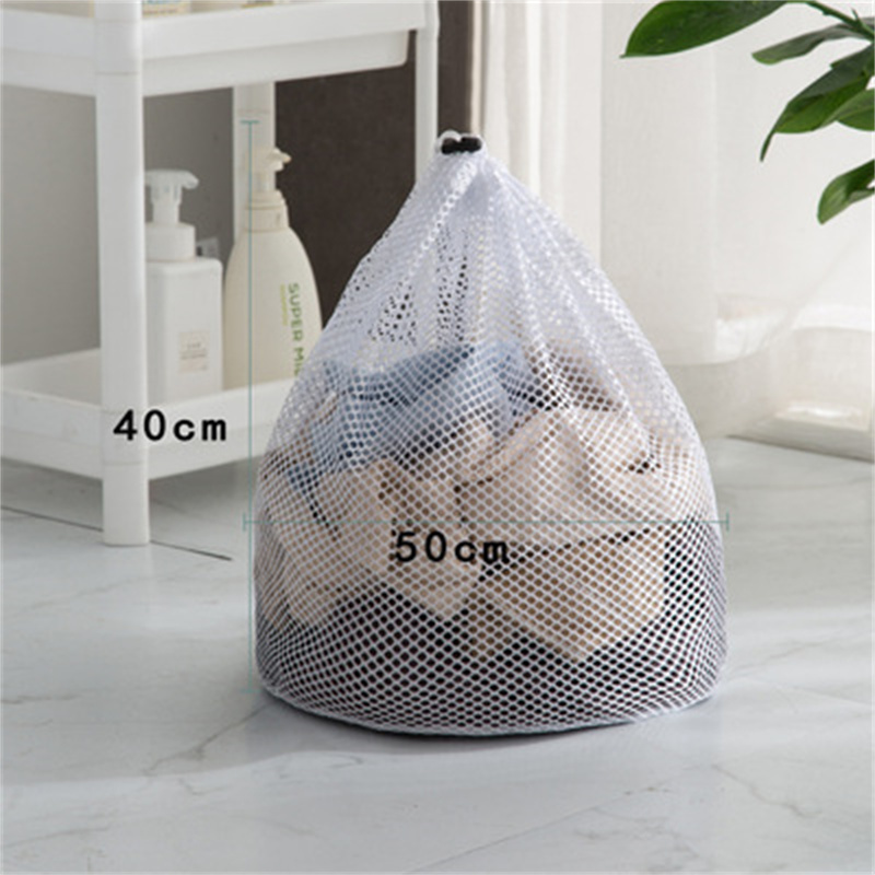Bolsas de malla de lavandería con cordón, red de ahorro de ropa, bolsa de lavado de malla fuerte para lavadora, bolsa de red gruesa, paquete de ayuda de sujetador de lavandería: Coarse hole40X50