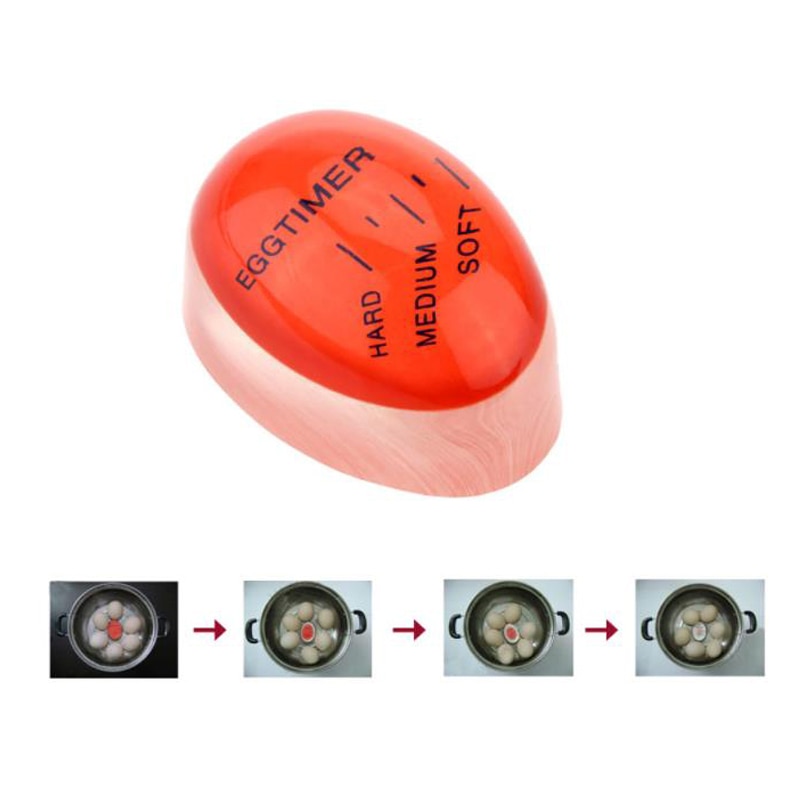 FGHGF Mini 1pcs Color Changing Egg Timer Yummy Soft Hard Boiled Cooking Kitchen Eco-Friendly Resin Egg Timer Red timer tools