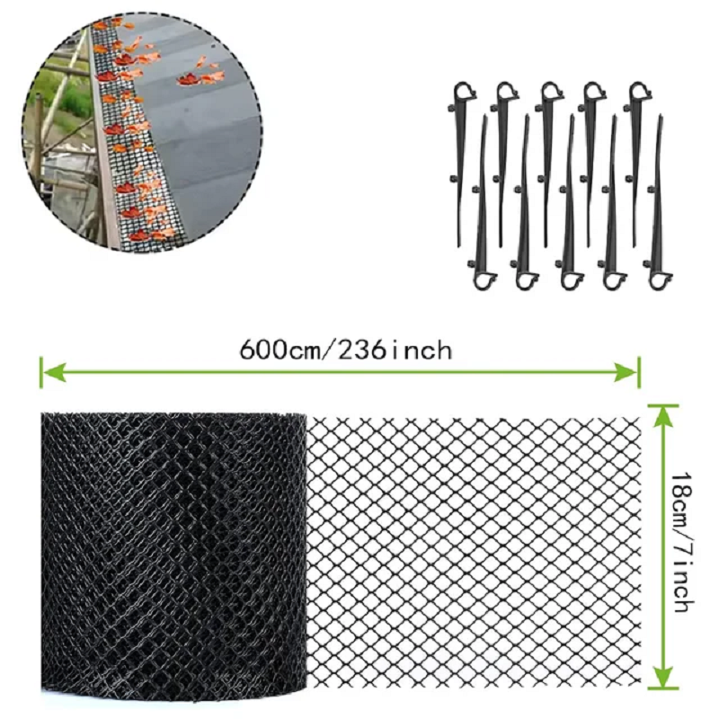 Dachrinnenschutz aus Kunststoff, Netzrolle, Regenrinnenschutz, Blattschutz, verstopfte Dachrinnen, mit 20-Clip-Festhaken: Licht Gelb