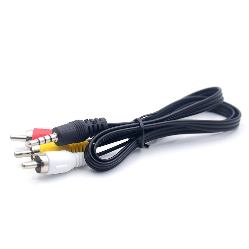 3.5mm- jack  to 3 rca-hane ljud- och videokabel av-kabel aux-stereokabel 3 rca-standardkonverteringskabel för högtalare tv-box cd dvd-spelare 1.5m