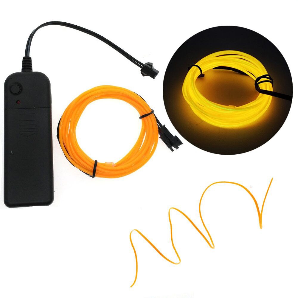 5m Neon Light Dance Party Decor Licht Neon LED lamp Flexibele EL Wire Rope Tube Waterdichte LED Strip Met controller: Yellow