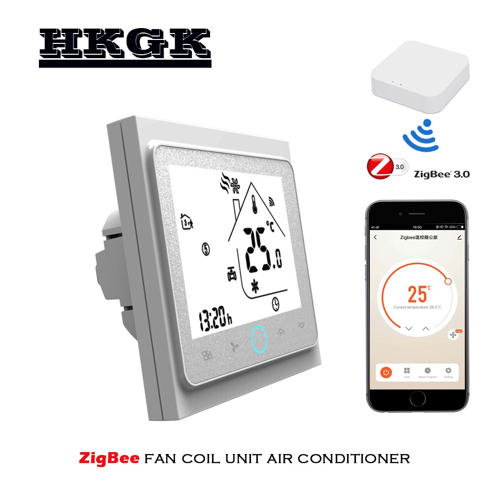 ZigBee Smart Thermostat Programmable 2P 4P fan coil Temperature Controller Compatible with Tuya APP Remote Alexa Google Control