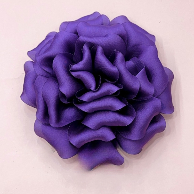 Broche de flor rosa de tela hecho a mano de 11CM, alfileres de solapa de ramillete de coreana para mujer, accesorios, joyería para y boda: Chapado en zinc azul