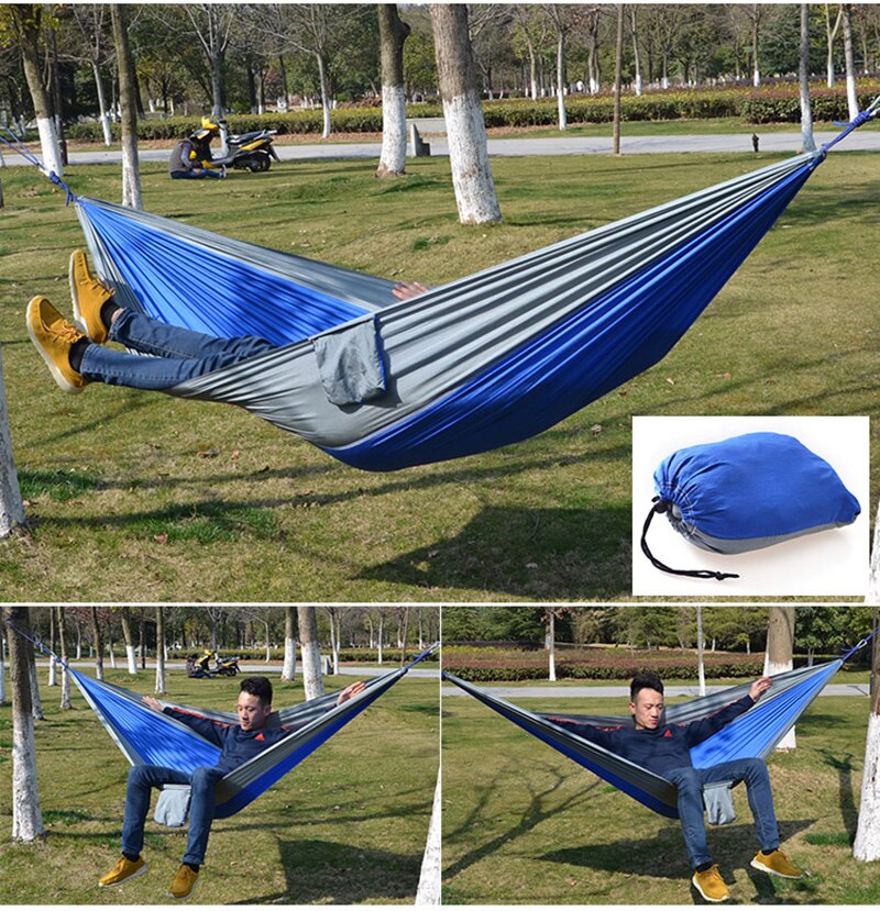 Camp Bed Hangmat Draagbare Lichtgewicht Parachute Hangmat Air Bed Voor Backpacken Reizen Strand Achtertuin Patio Wandelen Opknoping Bed: Grey Blue