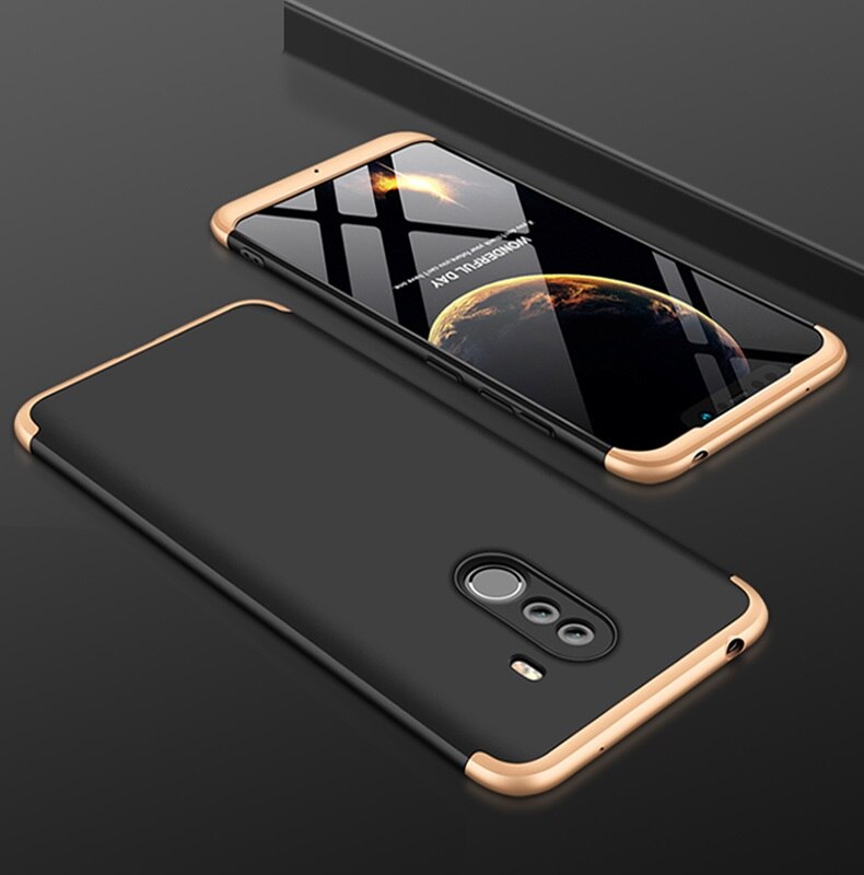 GKK for xiaomi pocophone f1 case Three in One 360 Full Protection Anti-knock Hard PC Plain for pocophone f1 Cover fundas Shell