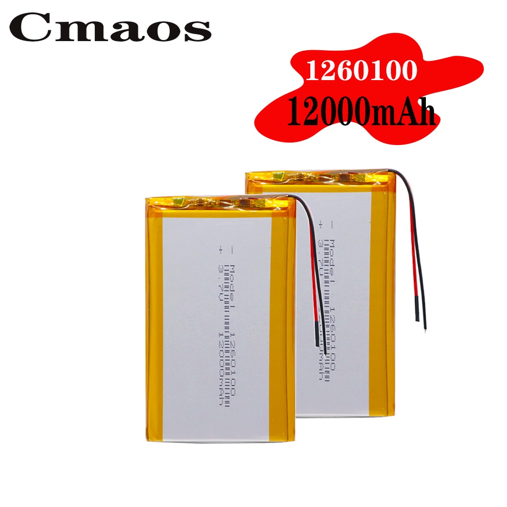 Baterías recargables de polímero de litio Lipo, 2/4 V, 3,7, 1260100 mah, paquete de repuesto de batería de polímero de litio de alta energía, 1/12000 Uds.