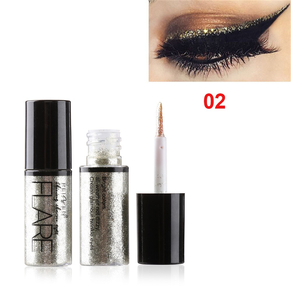 1pc langtidsholdbare vandtætte flydende øjenskygger metallisk glød glitter flydende eyeliner til kvinder fest makeup skønhed øje kosmetik: 2