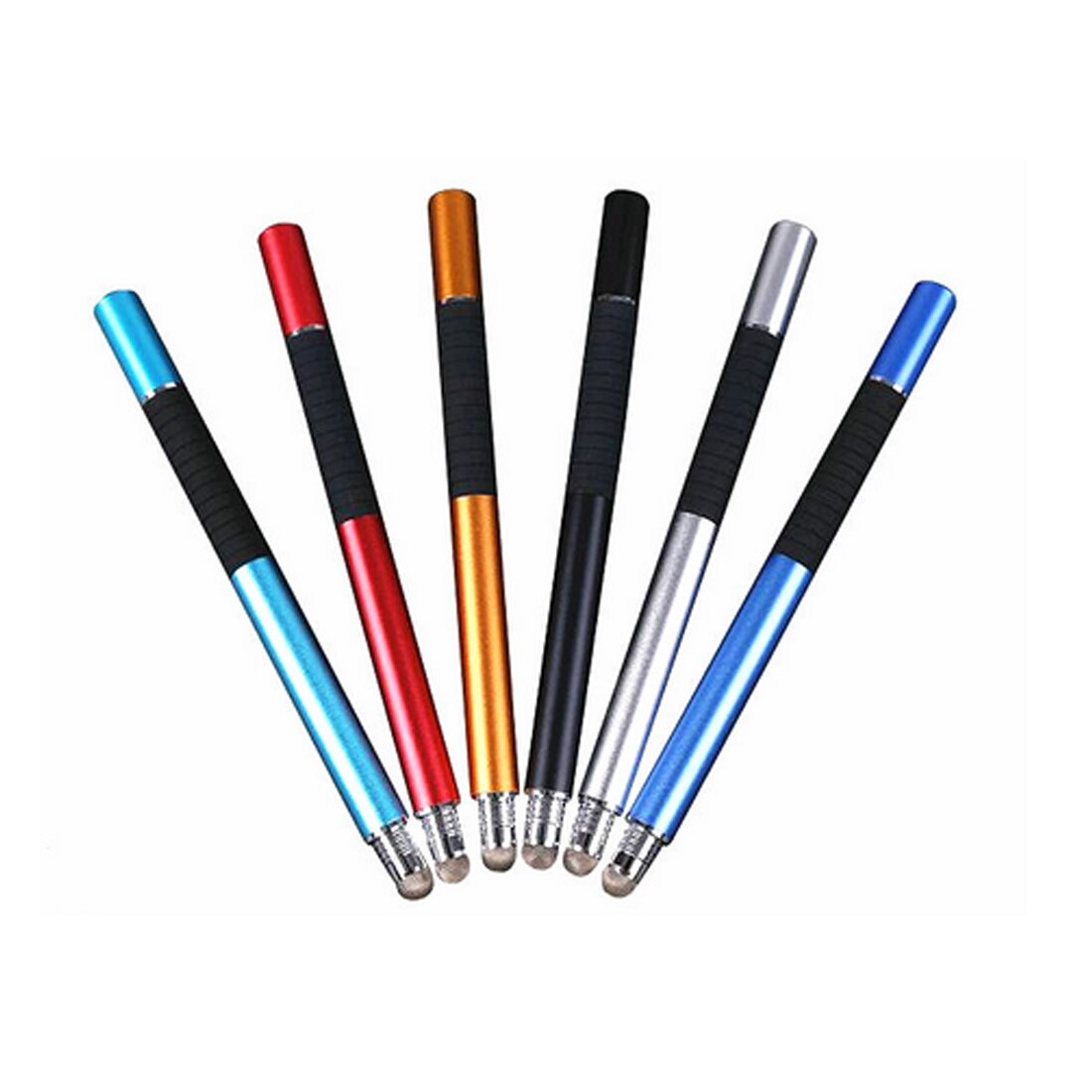 nueva pluma de dibujo de capacitancia de Metal 2 en 1 pantalla táctil capacitiva bolígrafos de perspectiva omnidireccional para tableta iPad 5 colores