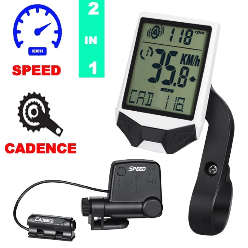 Multifunctionele fietscomputer 2.8 inch groot scherm cadans hartslag led lichtgevende lange heldere mountainbike snelheidsmeter