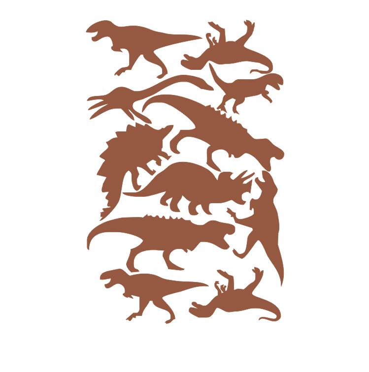 Cartoon Removable Jurassic Park Dinosaur Animal Shape Wall Stickers For Kids Rooms Nursery Art Mural Decor DIY Vinyl Wall Decals: Brown