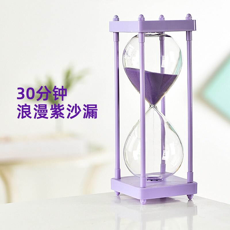Gratis Belettering 30 Minuten Zandloper Tijd Timer Mintgroen Half Uur Hoge Borosilicaatglas Zandloper Grappige Kinderen Dag: Romantic Purple