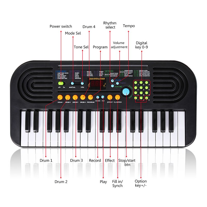 37 Keys Kids Kinderen Piano Toetsenbord Draagbaar Keyboard Piano Vroeg Leren Educatief Muziek Instrument Speelgoed Cadeau voor Kinderen
