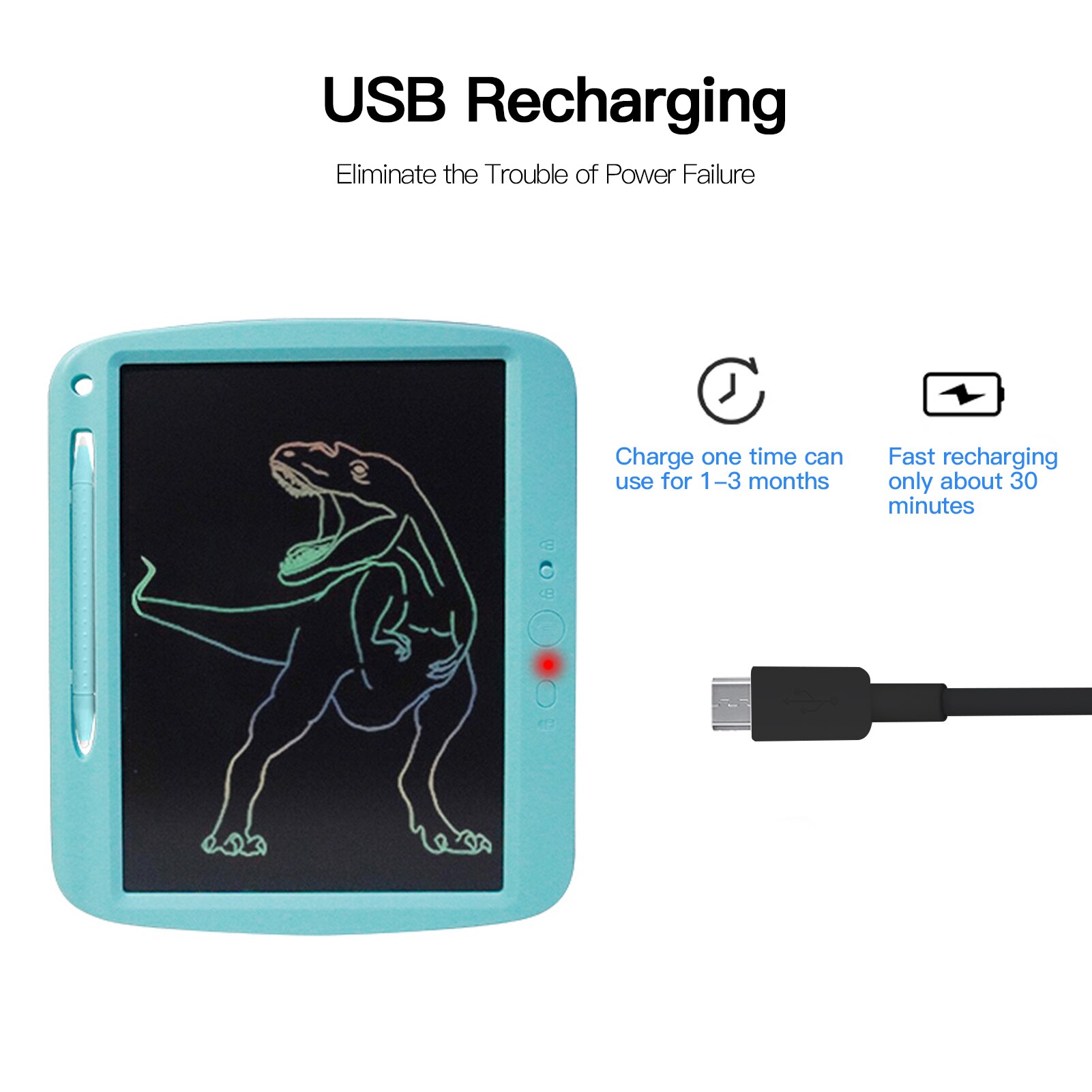 Rechargeable LCD Writing Tablet 9 Inch Handwriting Drawing Tablet with Stylus Lock Button for Toddler Kids Educational Learning