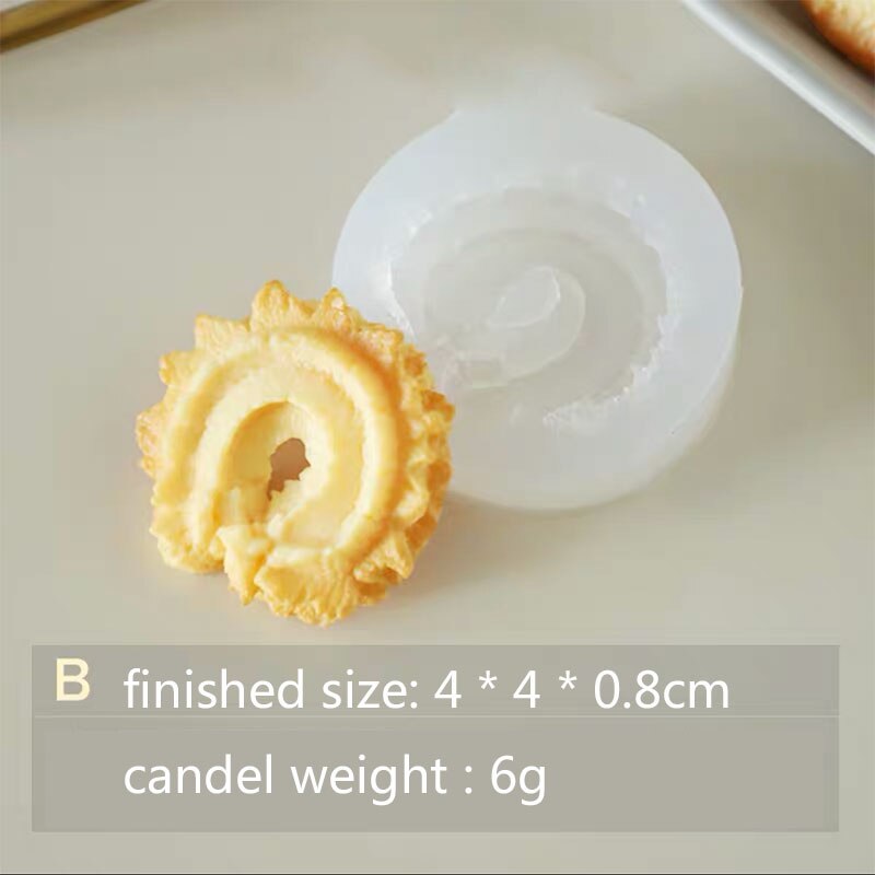 Simulation Cookie bougie moule Dessert Biscuit forme à la main bougie faisant bougie décorative Silicone moule: B-mold