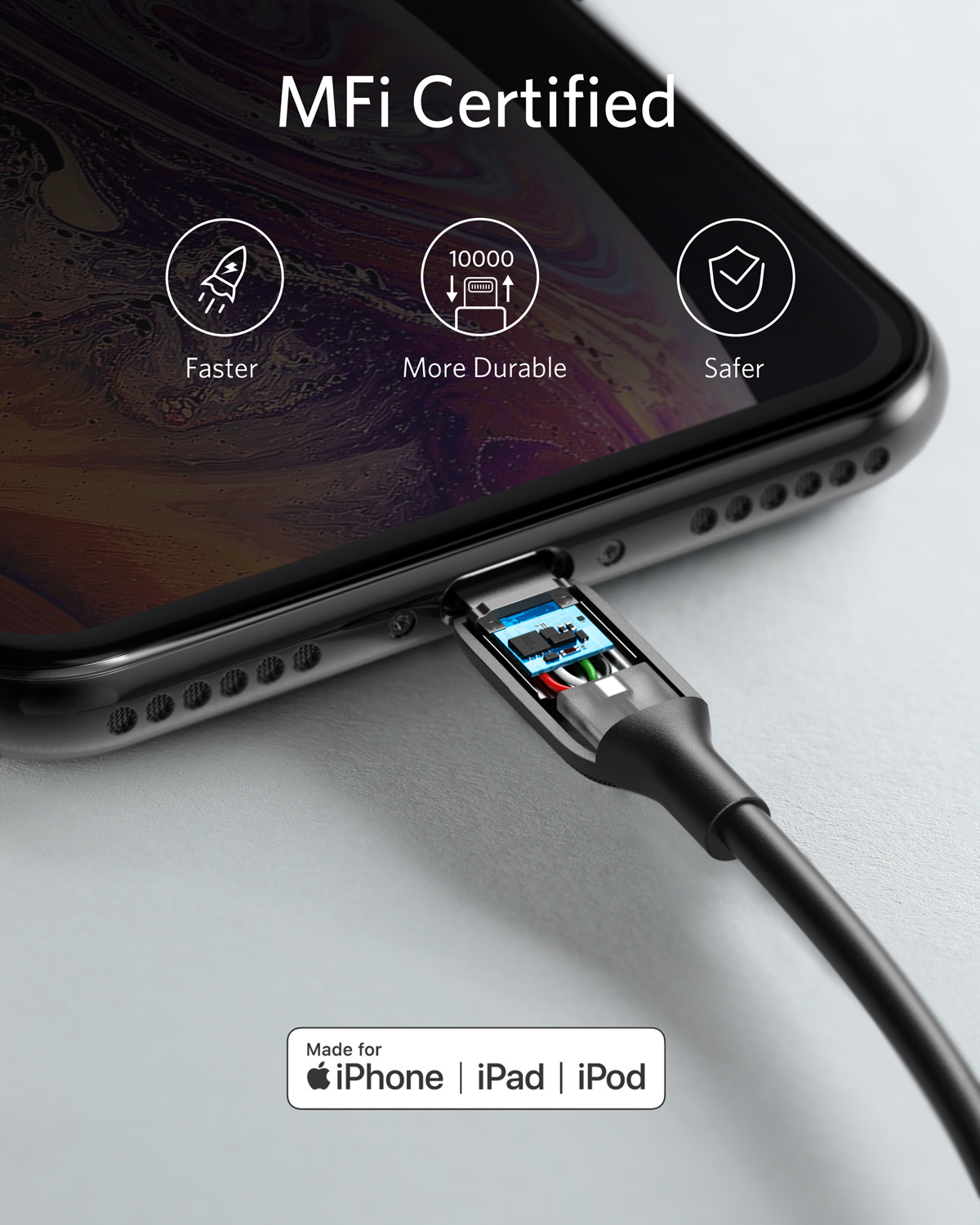 Anker – câble Lightning Powerline III certifié MFi, pour iPhone 12/iphone 11/iphone 13/ipad