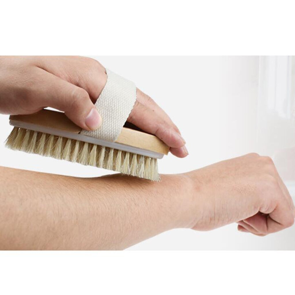 Dry Skin Exfoliation Bath Body Brush Natural Bristle Spa Brush Scrubber Dry Skin Exfoliation Bath Shower Brush Natural
