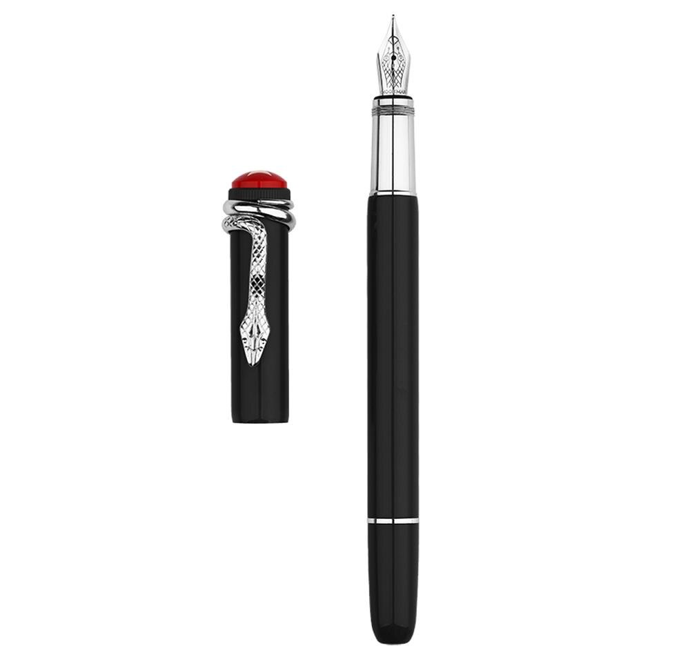 Moonman Master F9 Metal Fountain Pen Snake / Spider Piston Ink Pen F Nib 0.5mm Original Box: Black-Snake