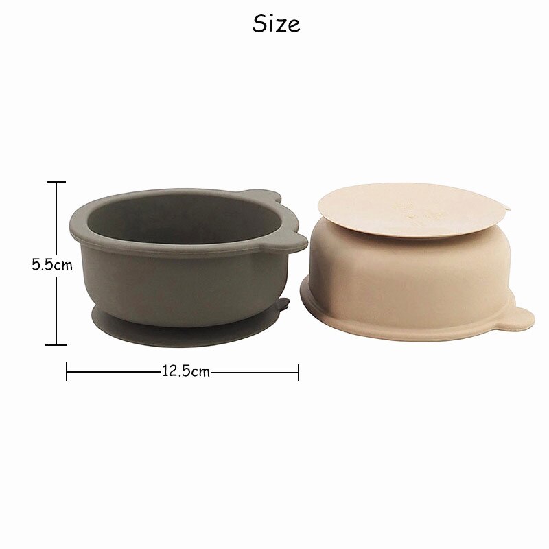 Chenkai 5Set 9 Color Baby Feeding Bowl Bear Shape Food Grade Silicone Anti-Flip Suction Tableware Infant Waterproof Bowl Spoon