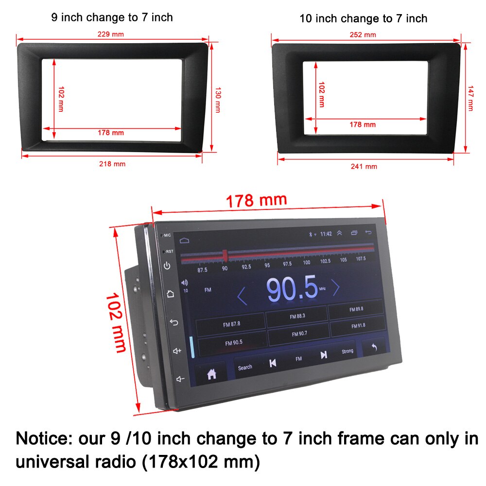 Universal Frame 9/10 inch change to 7 inch Fascia 2 Din Car Radio plate Car DVD GPS Navi Player panel dash Installation Mount