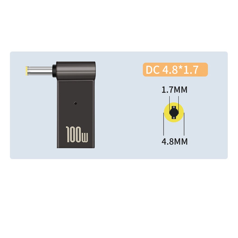 PD 100W szybka wtyczka ładowania rodzaj USB C żeńskie gniazdo gniazdo do 4.5x3.0 4.0x1.7 5.5x2.1 5.5x2.5 7.4x5.0 4.0x1.35 mężczyzna konwerter wtyczki: 4.8x1.7mm