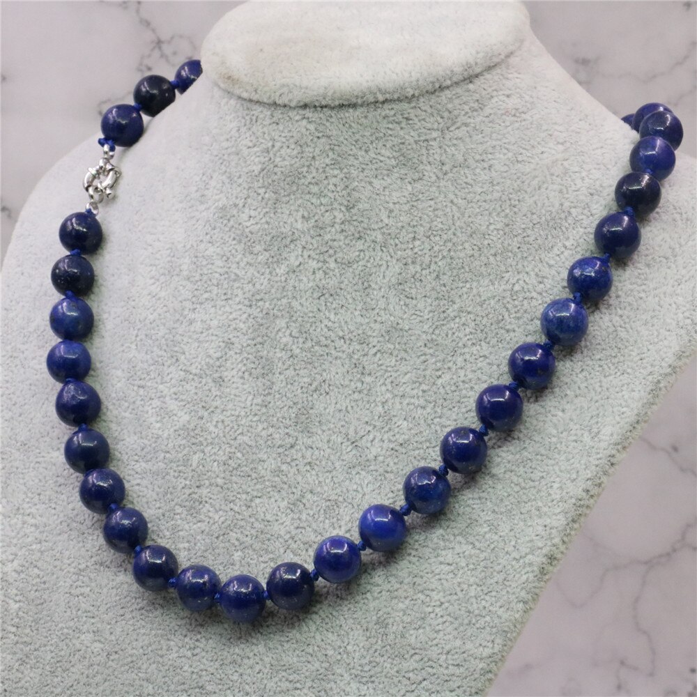 Vintage naturblå lapis lazuli sten runde perler 8/10/12mm reb kæde kvinders smykker halskæde 18 tommer  y757: 12mm