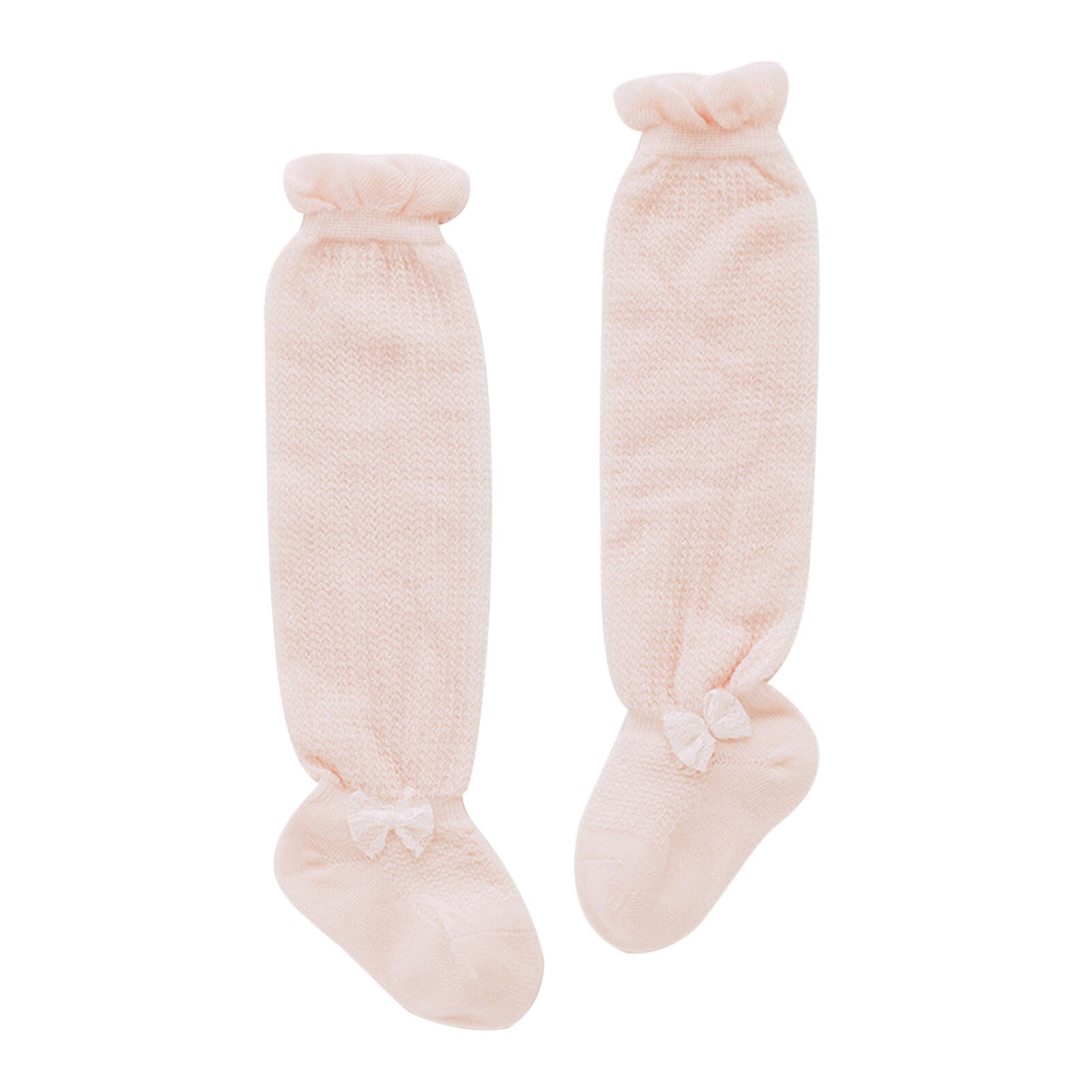 Calze alte al ginocchio in Mesh per bambini calze traspiranti con fiocco per neonati per ragazze calzini per bambina Infantil vestiti per bambini: Pink / 6M