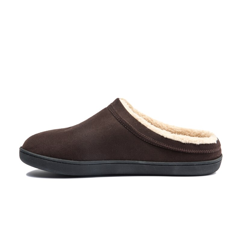 BOREE Classic Home Slippers for Men Winter Suede Short Plush Man Slippers Non Slip Bedroom Slipper Couple Soft Indoor Shoes Male: Coffee / 39-40