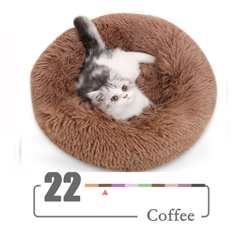 27 colores felpa redonda Gato cama casa Invierno gatos durmiendo nido suave largo felpa perro cesta mascota Mat Supplie: 22