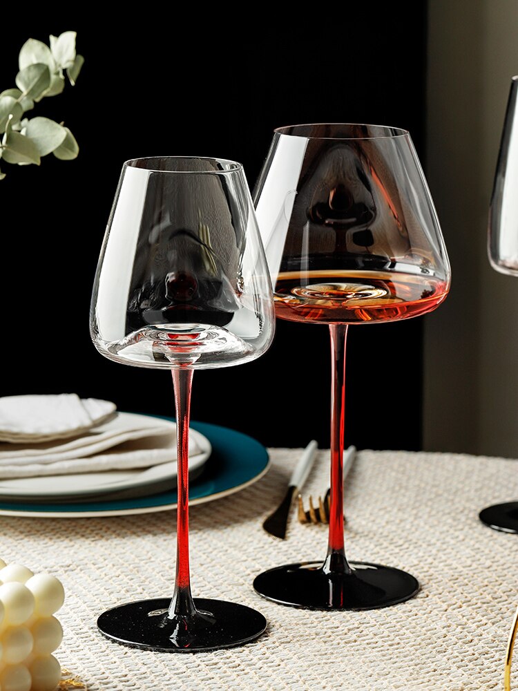 Lead-Free Crystal Wine Glass Red Black Base Goblet Home Drinkware Party Bar Beer Wine Glass Water Cup Drinkware Personality Cup