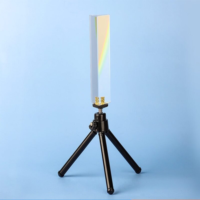 Triangular Prism Optical Glass Rainbow Photo Photography Props Seven-Color Light Triangle Kaleidoscope Polygonal Prism: 13cm(holes stand)