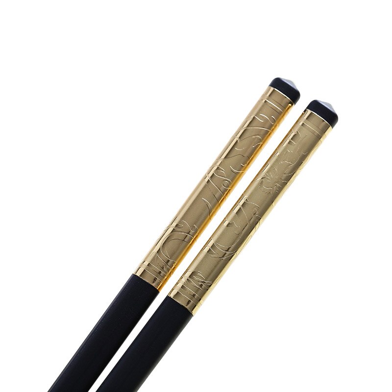 Zollor 1 Pair High Household Alloy Black Chopstick Hotel Restaurant Non-slip Tableware Reusable Food Sticks For Sushi: T2