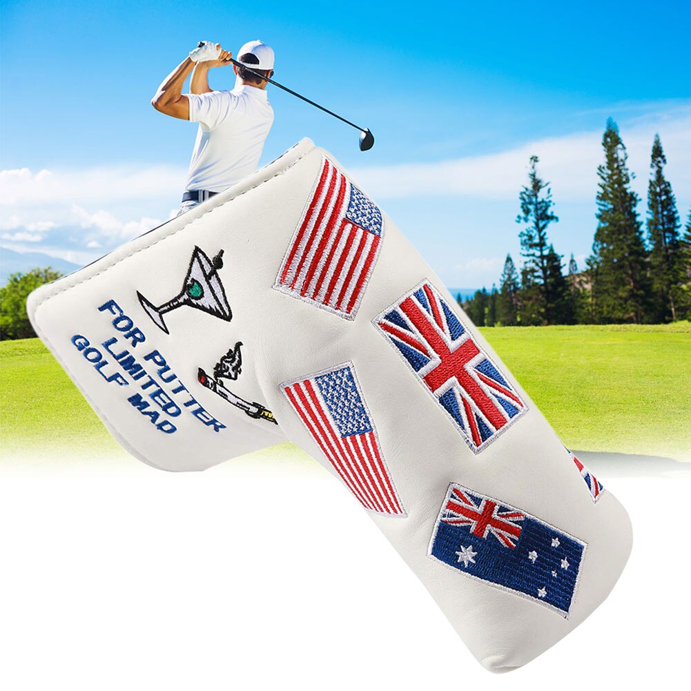 Outdoor Accessories Parts Protective Self Putter Head Cover Sports Golf PU Leather US Flag Pattern Tool Decorative