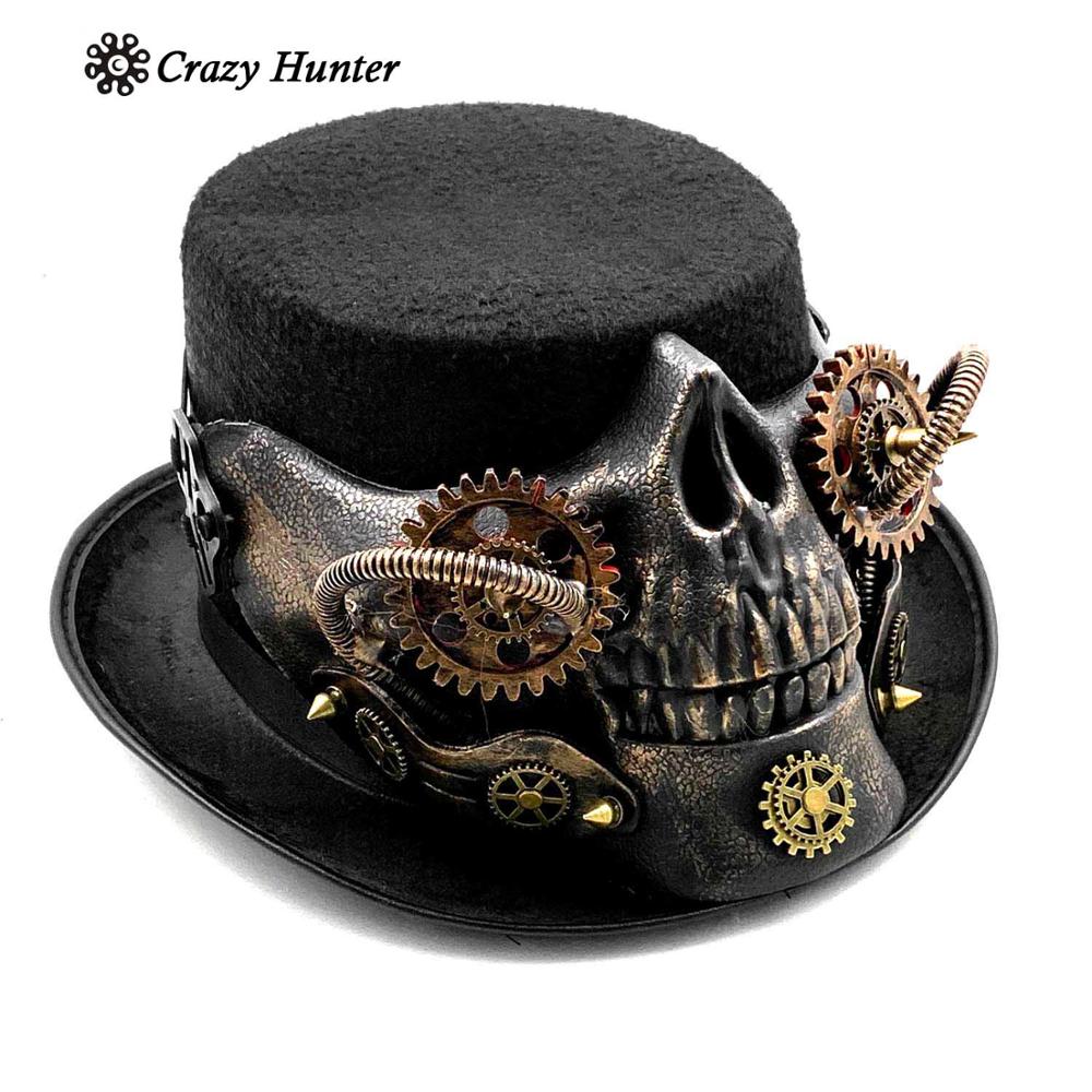 Mannen Steampunk Skeleton Top Hoed Gothic Schedel Gears Party Versnellingen Punk Hoed