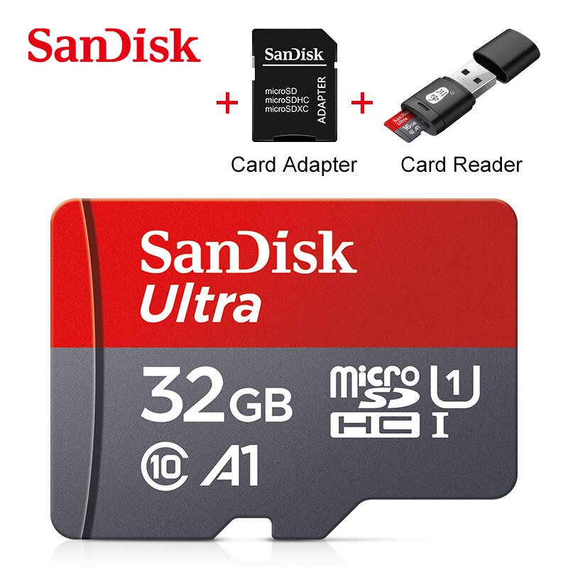Sandisk Ultra microSD 16GB 32GB 64GB 128GB Class10 Memory Card Card SD/TF Flash Card + adapter + card reader Standard: 32GB Card Reader