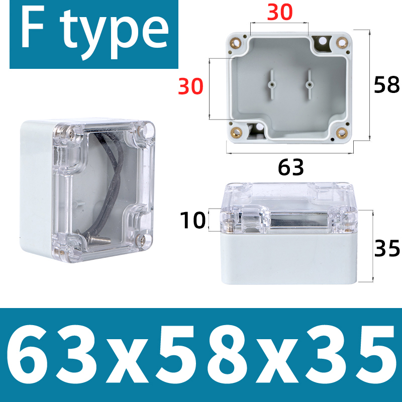 F-type transparent waterproof box Outdoor monitoring box Outdoor waterproof junction box ABS Plastic terminal seal switch box: Black&White