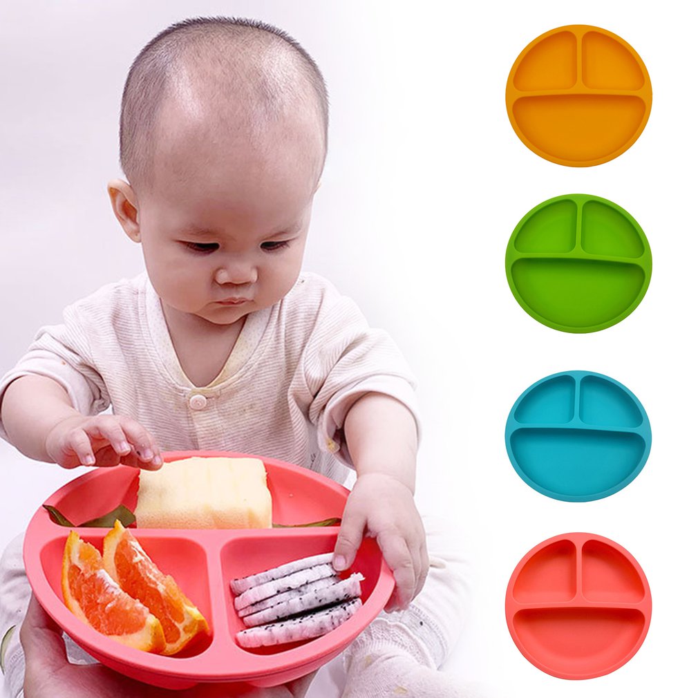 Plato de comedor de silicona para bebé sin BPA, vajilla para el almuerzo con cara sonriente encantadora, platos de frutas de cocina, platos de comida para niños, platos de cena