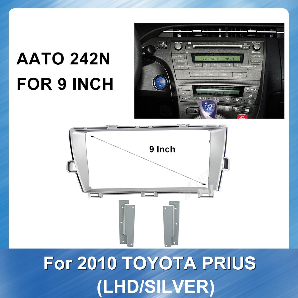 Lhd Silver Autoradio Fascia Voor Toyota Prius Auto Monteren Dvd Frame Panel Voor Toyota Prius Auto Frame Dash panel